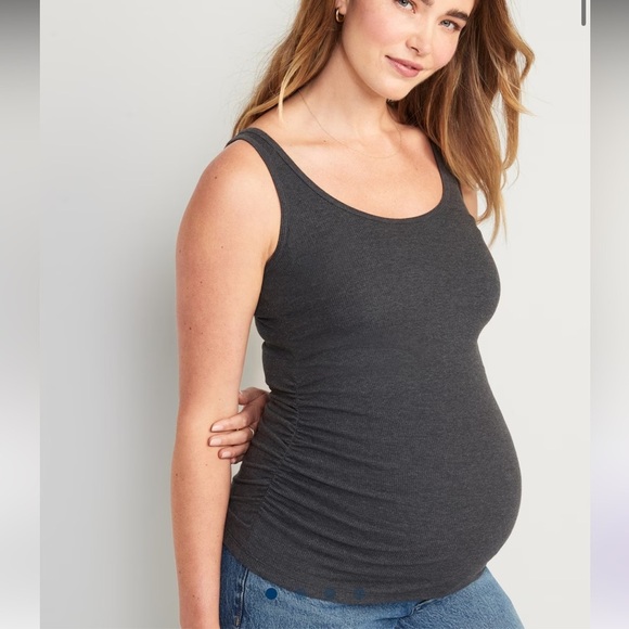 Old Navy • Maternity First-Layer Rib-Knit Side-Shirred Tank Top Heathered Grey - Picture 1 of 7